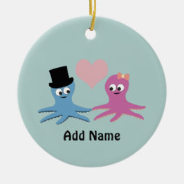 Niedliches Octopus Couple Keramikornament