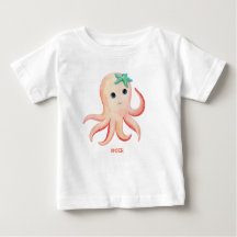 Niedliches Octopus-Logo für Babyname Top-Hemd