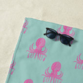 Niedliches Octopus-Muster Aqua Rosa Personalisiert Strandtuch (Beispiel)