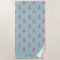 Niedliches Octopus-Muster Aqua Rosa Personalisiert