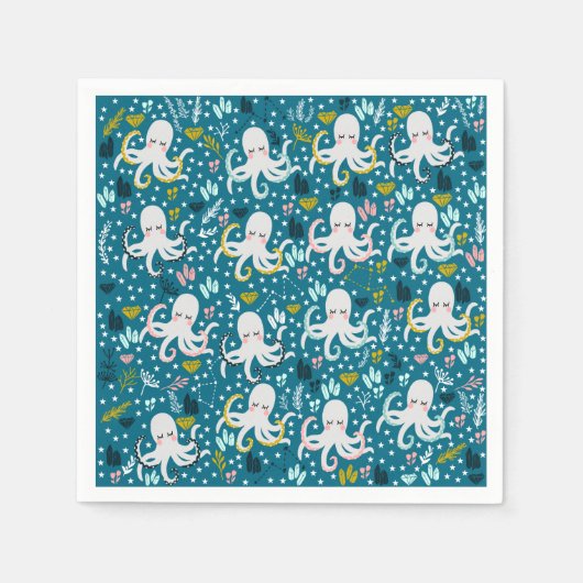 Niedliches Octopus Paper Napkins Serviette (Vorderseite)