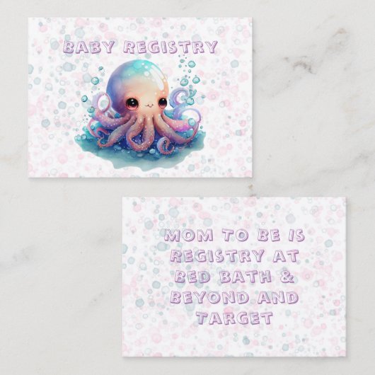 Niedliches Octopus Watercolor Baby-Register Visitenkarte (Vorne/Hinten)
