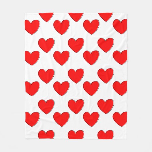 Niedliches Offset Red Heart Muster Fleecedecke (Vorderseite)