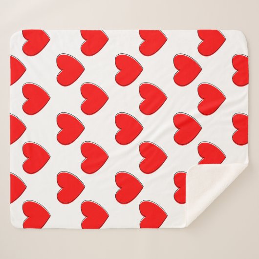 Niedliches Offset Red Heart Muster Sherpadecke (Vorderseite (Horizontal))
