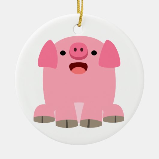 Niedliches Oinking Cartoon Schweinefleisch Keramikornament (Vorne)