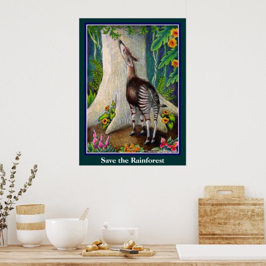 Niedliches Okapi Rettete den Regenwald Poster (Küche)