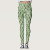 Niedliches Olive Green Floral Muster Stilvolle Fra Leggings (Vorderseite)