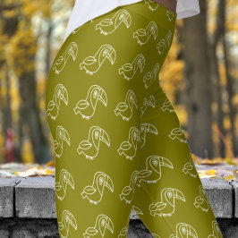 Niedliches Olive Green Toucan Bird Muster Leggings