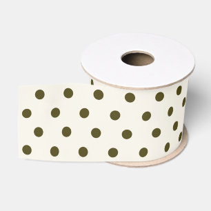 Niedliches Olive Green und Old Lace Polka Dots Mus Ripsband
