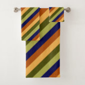 Niedliches Olive Sage Navy Streifen Badetuch Set (Insitu)