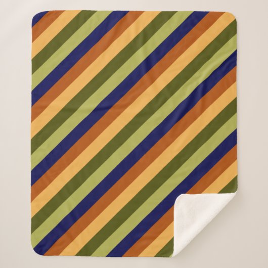Niedliches Olive Sage Navy Stripes Medium Sherpa B Sherpadecke (Vorderseite)