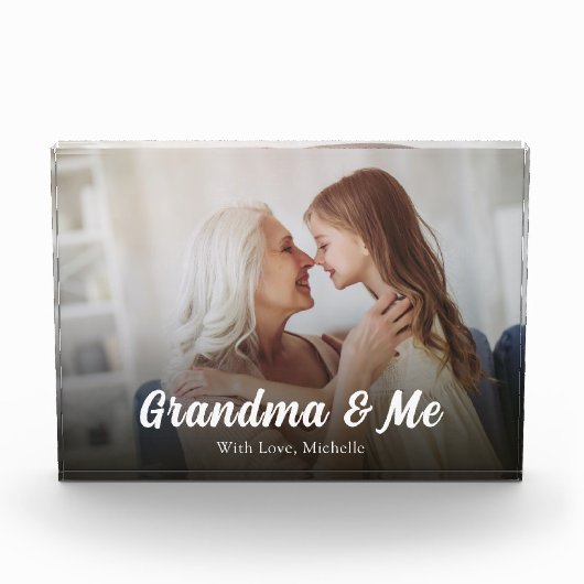Niedliches Oma Script Personalisiert Fotoblock (Vorderseite)