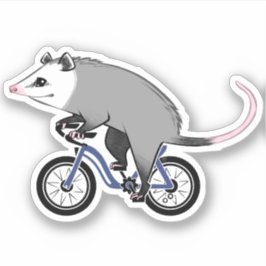 Niedliches Opossum auf einem Fahrrad Aufkleber
