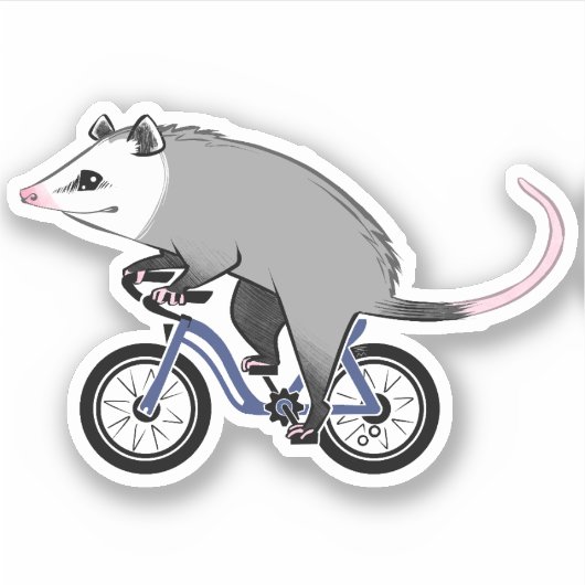 Niedliches Opossum auf einem Fahrrad Aufkleber (Vorderseite)
