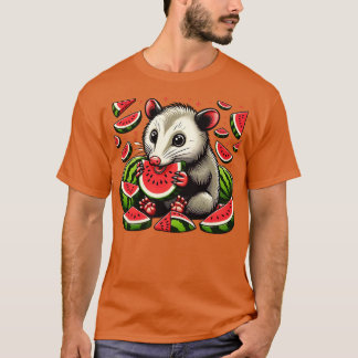 Niedliches opossum Eating Watermelon Frucht Sommer T-Shirt