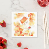 Niedliches Orange Baby Bear & Toys Wasserfarben Pa Serviette (Beispiel)