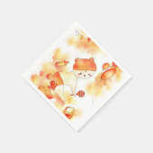 Niedliches Orange Baby Bear & Toys Wasserfarben Pa Serviette (Ecke)
