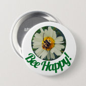 Niedliches Orange & Black Bee auf Daisy Circle Des Button (Vorne & Hinten)