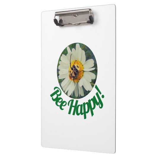 Niedliches Orange & Black Bee auf Daisy Circle Des Klemmbrett (Links)