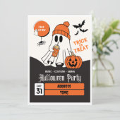 Niedliches Orange & Black Halloween-Party Einladun Einladung (Stehend Vorderseite)