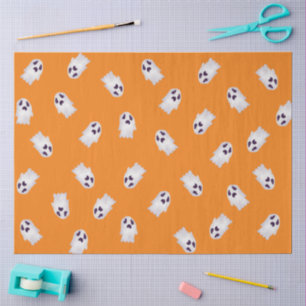 Niedliches Orange & Black Spooky Ghost Halloween Seidenpapier