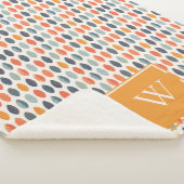 Niedliches Orange Blue Leafy Botanisches Monogramm Sherpadecke (3/4)