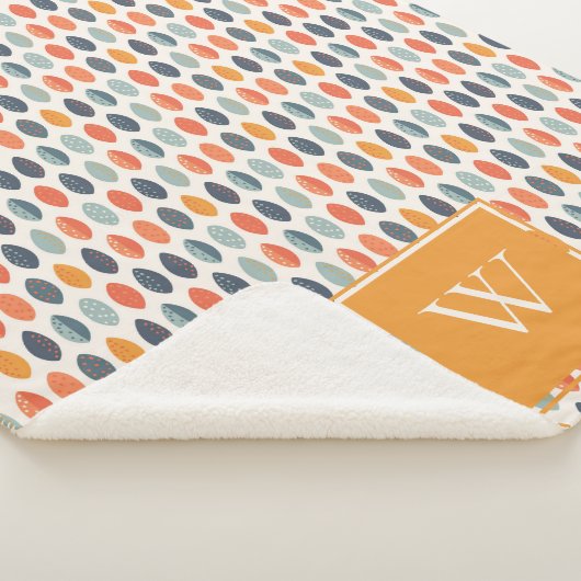 Niedliches Orange Blue Leafy Botanisches Monogramm Sherpadecke (3/4)