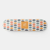Niedliches Orange Blue Leafy Botanisches Monogramm Skateboard (Horizontal)