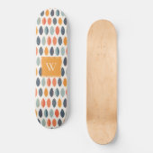 Niedliches Orange Blue Leafy Botanisches Monogramm Skateboard (Vorderseite)