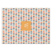 Niedliches Orange Blue Leafy Botanisches Monogramm Tischdecke (Vorderseite (Horizontal))