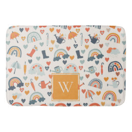 Niedliches Orange Blue Spring Rainbow Clouds Muste Badematte