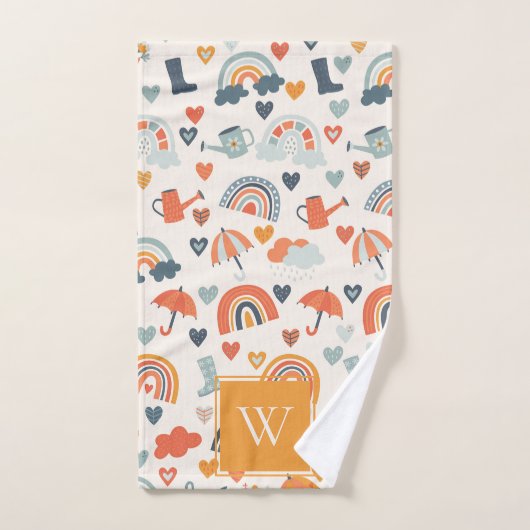 Niedliches Orange Blue Spring Rainbow Clouds Muste Badhandtuch Set (Handtuch)