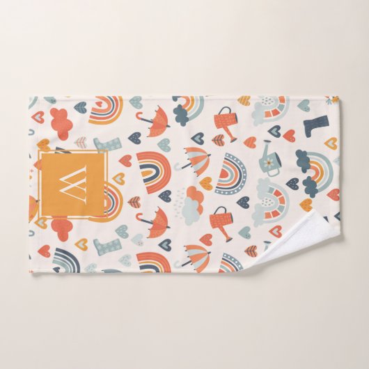 Niedliches Orange Blue Spring Rainbow Clouds Muste Badhandtuch Set (Handtuch)