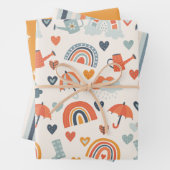 Niedliches Orange Blue Spring Rainbow Clouds Muste Geschenkpapier Set (Beispiel)