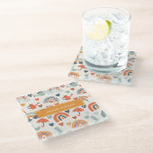 Niedliches Orange Blue Spring Rainbow Clouds Muste Glasuntersetzer (Schrägansicht)