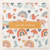 Niedliches Orange Blue Spring Rainbow Clouds Muste Glasuntersetzer (Vorderseite)