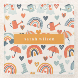 Niedliches Orange Blue Spring Rainbow Clouds Muste Glasuntersetzer