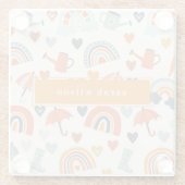 Niedliches Orange Blue Spring Rainbow Clouds Muste Glasuntersetzer (Rückseite)