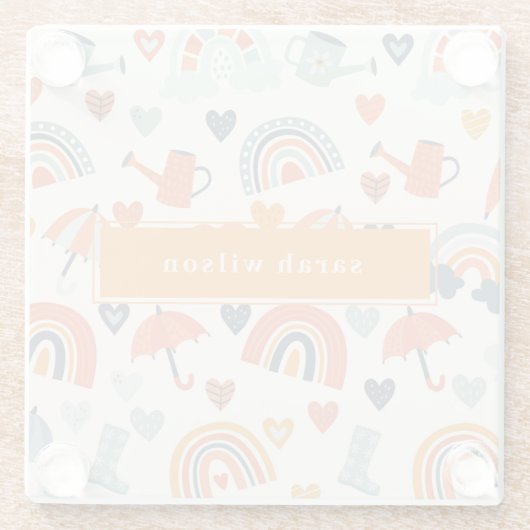 Niedliches Orange Blue Spring Rainbow Clouds Muste Glasuntersetzer (Rückseite)