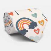 Niedliches Orange Blue Spring Rainbow Clouds Muste Krawatte (Gerollt)