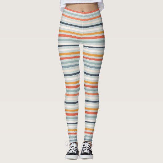 Niedliches Orange Blue Spring Rainbow Clouds Muste Leggings (Vorderseite)