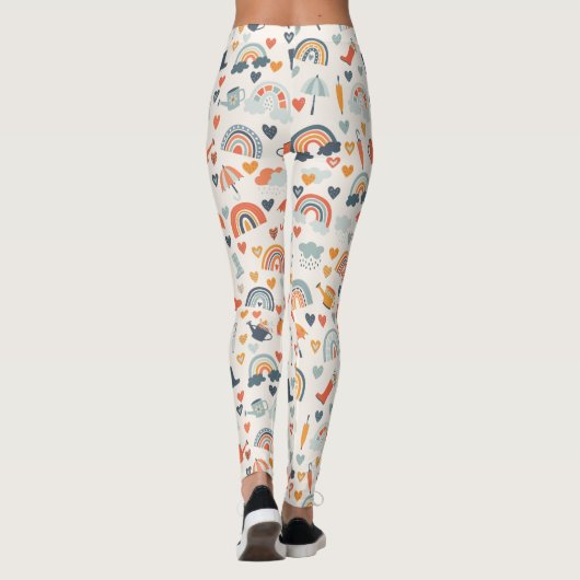 Niedliches Orange Blue Spring Rainbow Clouds Muste Leggings (Rückseite)