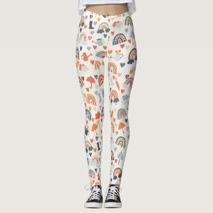 Niedliches Orange Blue Spring Rainbow Clouds Muste Leggings