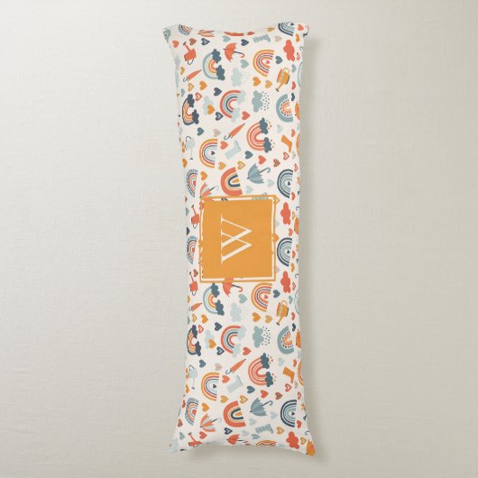 Niedliches Orange Blue Spring Rainbow Clouds Muste Seitenschläferkissen (Vorderseite Vertikal)