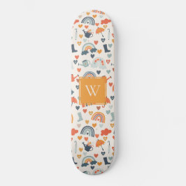 Niedliches Orange Blue Spring Rainbow Clouds Muste Skateboard