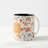 Niedliches Orange Blue Spring Rainbow Clouds Muste Zweifarbige Tasse (VorderseiteRechts)