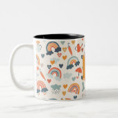 Niedliches Orange Blue Spring Rainbow Clouds Muste Zweifarbige Tasse (Links)
