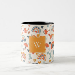 Niedliches Orange Blue Spring Rainbow Clouds Muste Zweifarbige Tasse