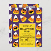 Niedliches Orange Candy Corn Emojis Halloween-Part Einladungspostkarte (Vorne/Hinten)