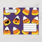 Niedliches Orange Candy Corn Emojis Halloween-Part Einladungspostkarte (Rückseite)